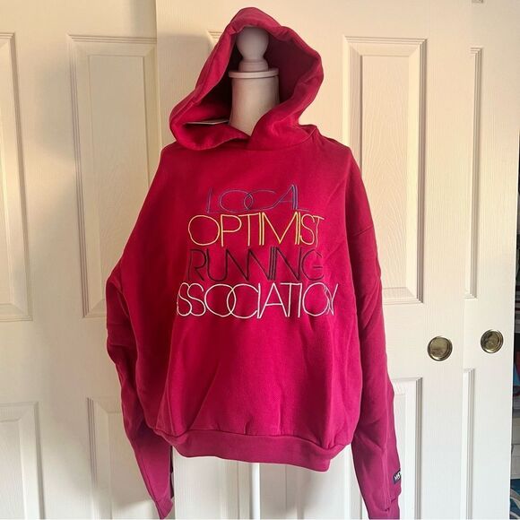 Madhappy Local Optimist Fleece Hoodie Sweatshirt in Peony Medium NEW - Picture 2 of 9